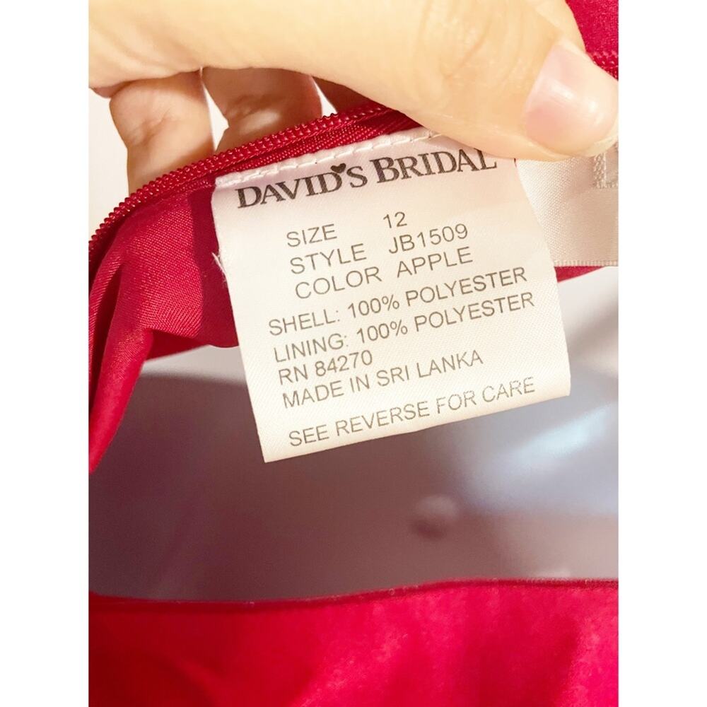 David’s Bridal Junior Bridesmaid Dress in Red Apple Style JB1509 Size 12 - Picture 8 of 12